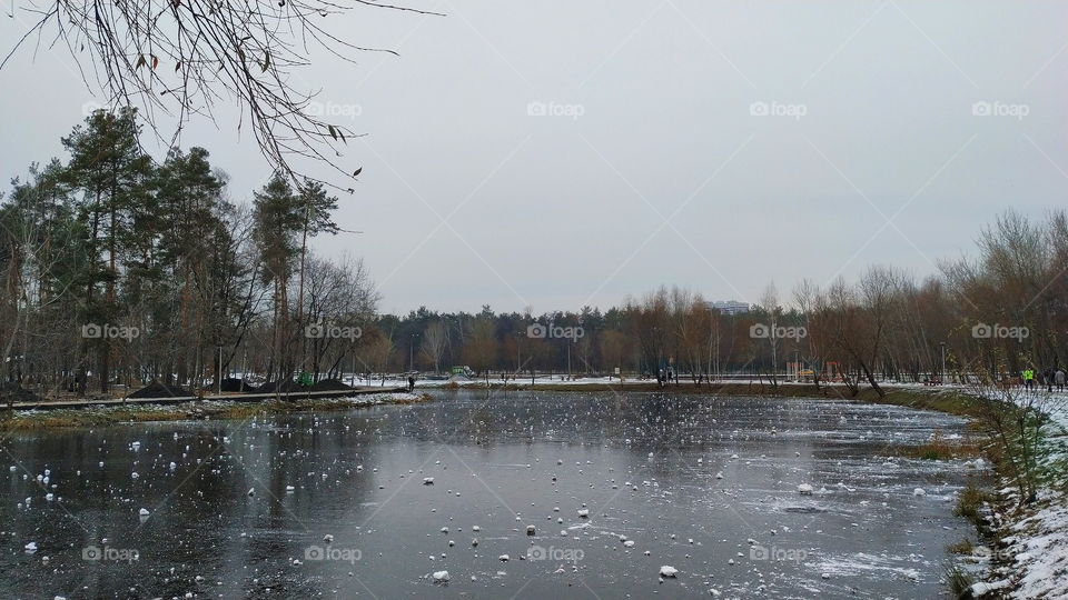 winter park landscape in the city of Kiev, Ukraine