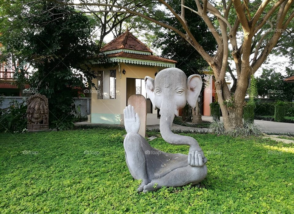 Elephant statue, architecture, located in the garden
