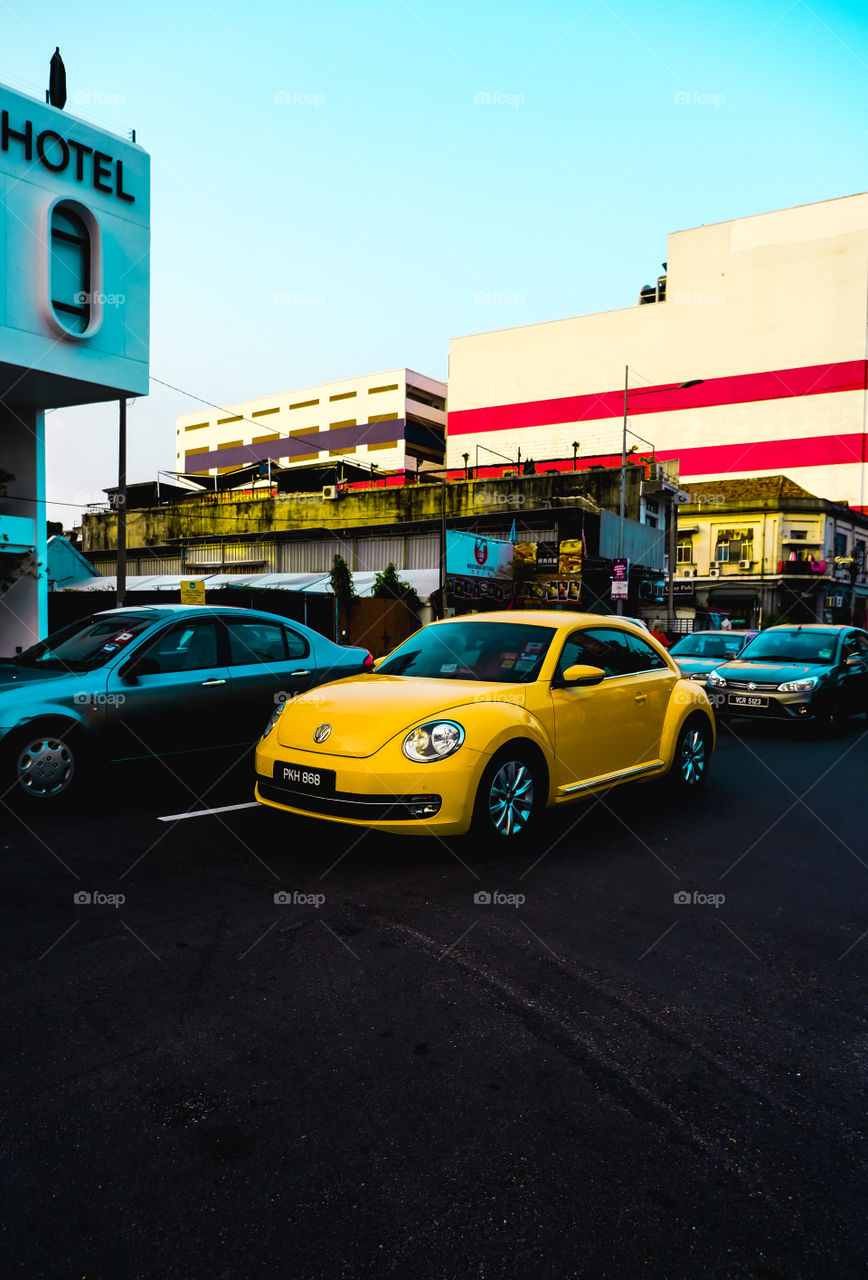Yellow Volkswagen at George Town, Penang