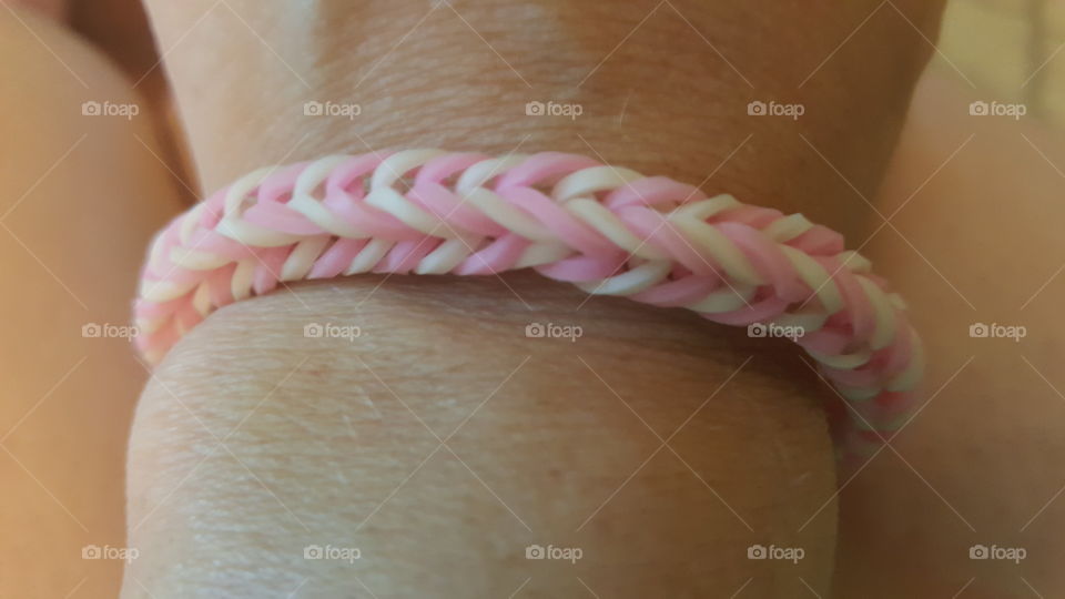 handmade pink and white band bracelet