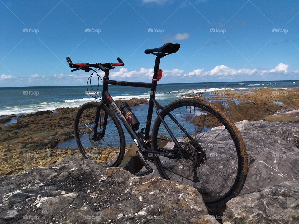 Bike in the rock beach