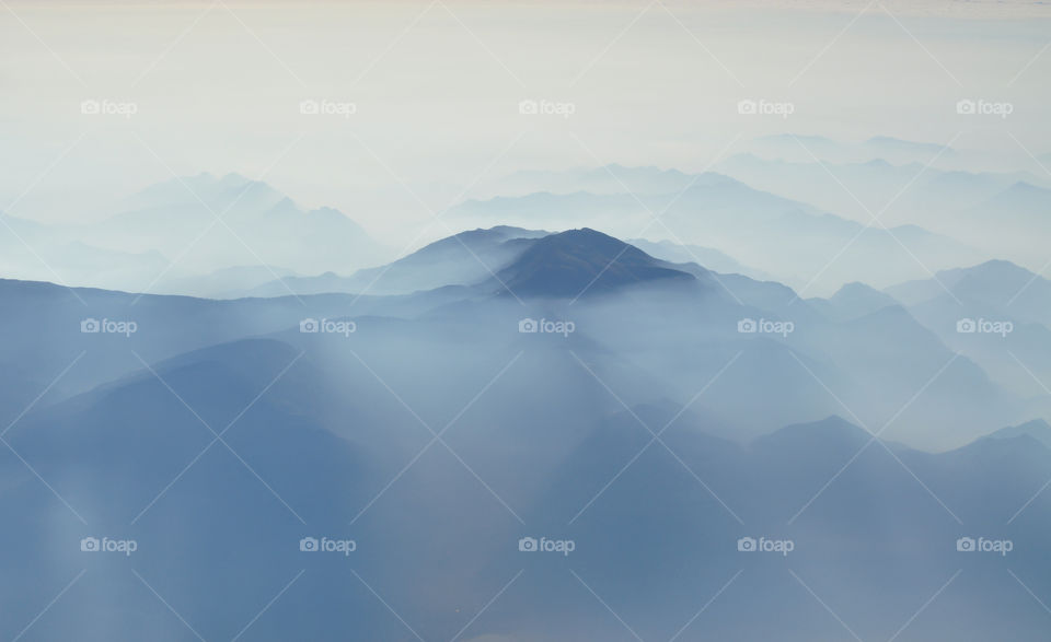 No Person, Fog, Snow, Mountain, Sky