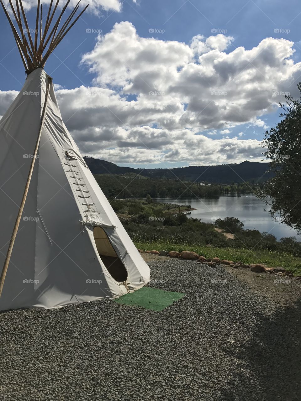 Teepee by the lake.