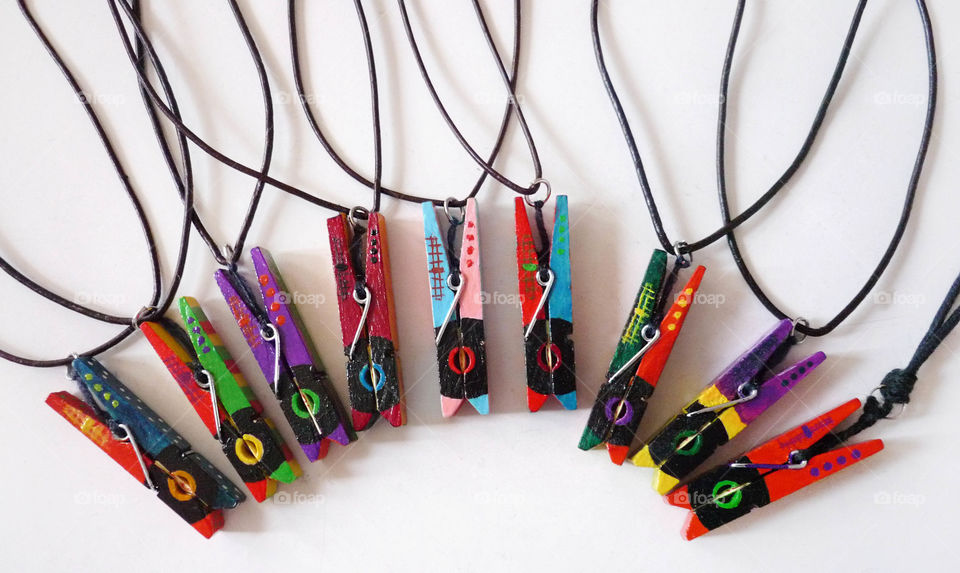 Artistic painted clothes pegs