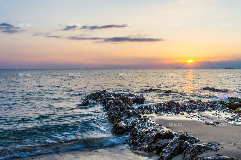 Sunset at rocky island