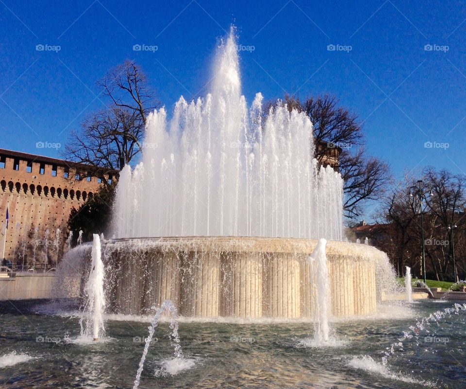 Fountain, Milano, Sforzesco castle. beautiful fountain called by the inhabitants of Milan "cake of the spouses"