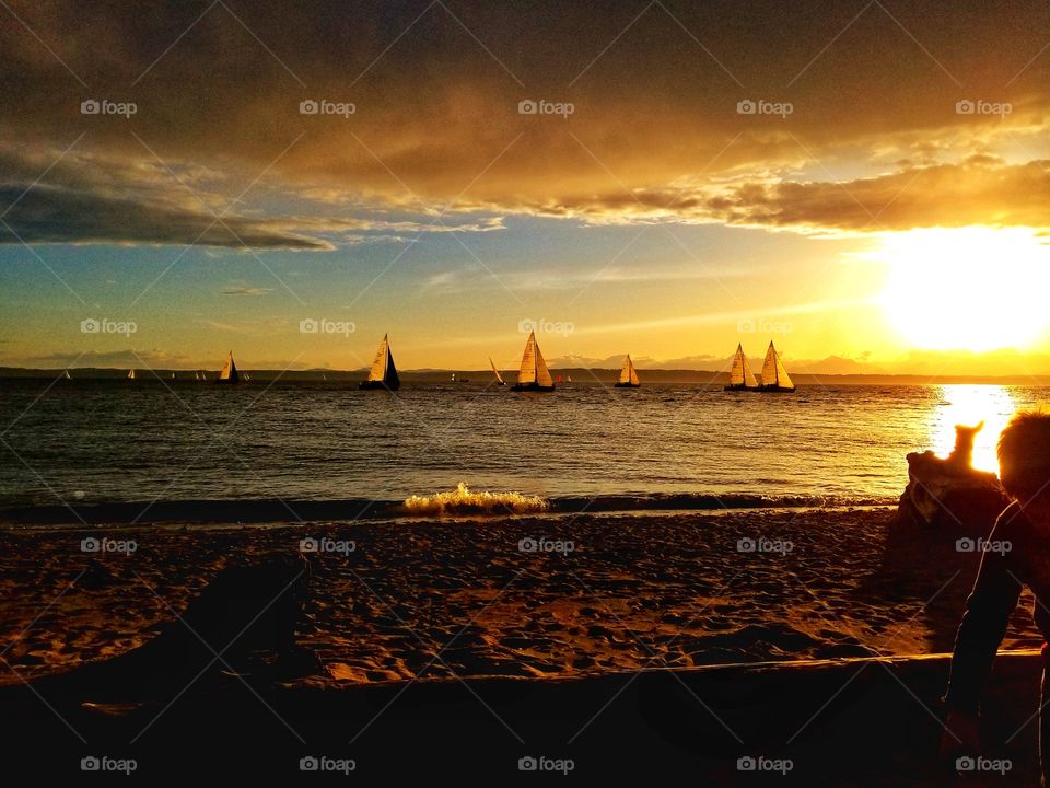 Sailing at sunset