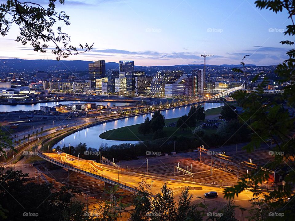 Oslo skyline at dusk