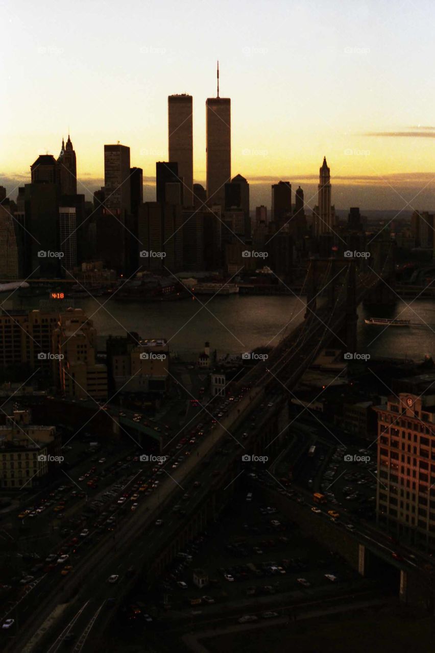 NYC at sunset before 911