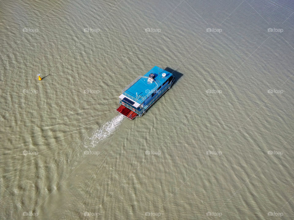 Aerial photo of houseboat