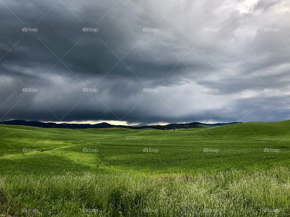 Stormy sky over the countryside 
