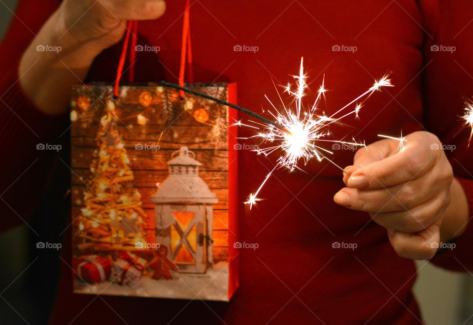 gifts season Christmas and New year holiday , gift in the female hands