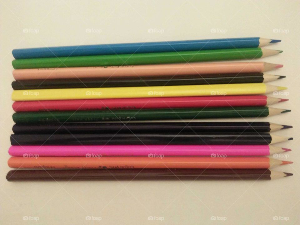 Multicolor pencils made of wood