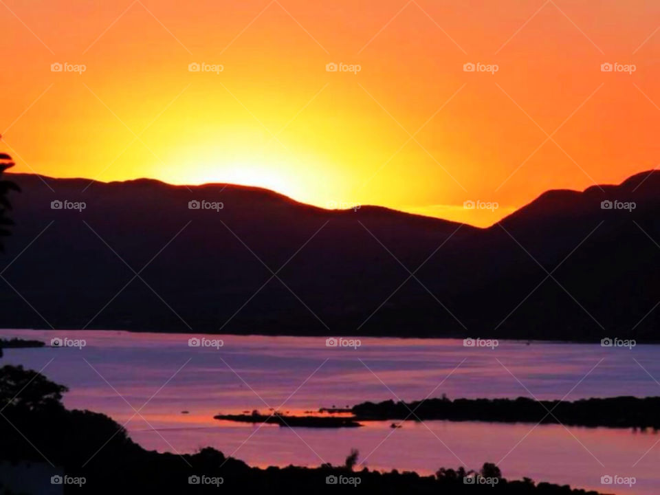 mountain sunset orange lake by llotter