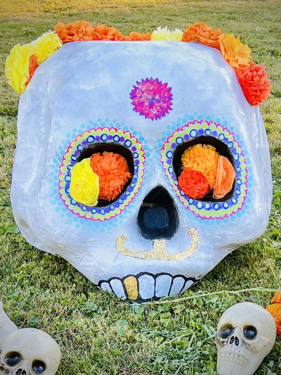 Decorations during a Day of Dead educational event 