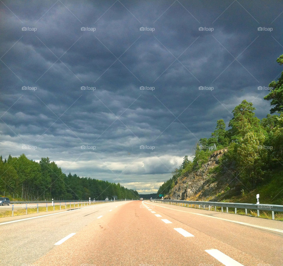 sky street dark clouds by bergenstrahle