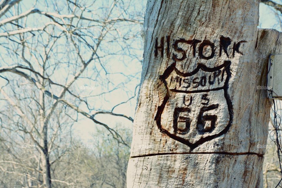 Mother of the road Route 66 hand carving sign