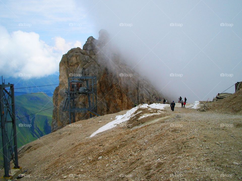 Into the mountains. In high mountain diring my ride in the Marmolada,Dolomites,Italy