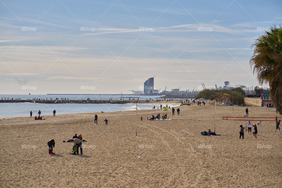 Barcelona's beach in winter