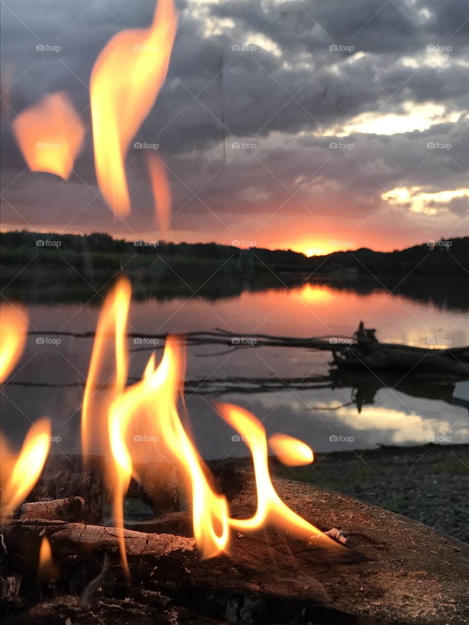 Fire and sunset