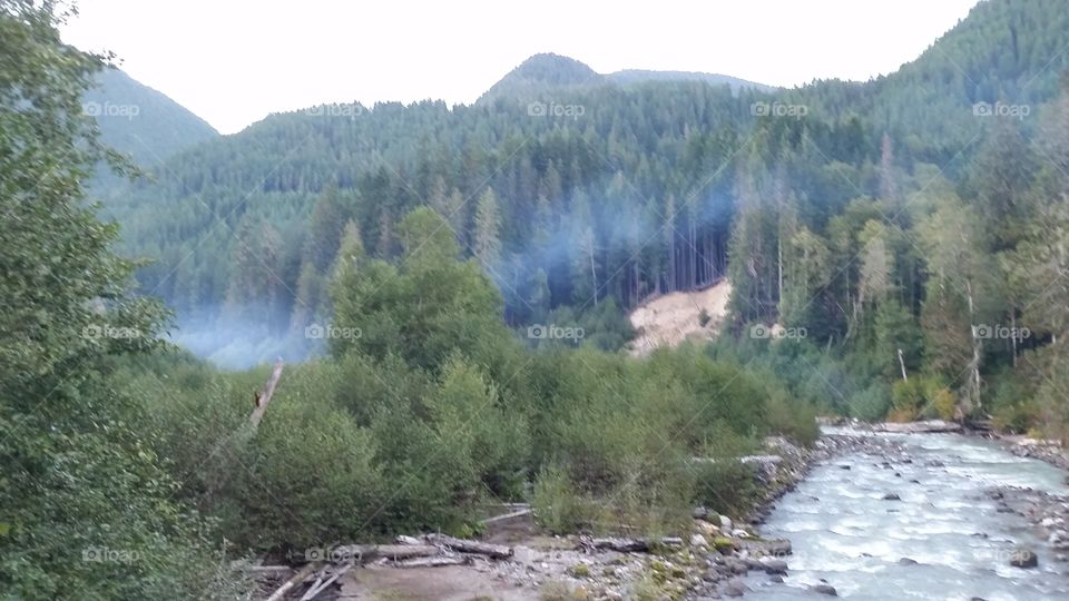Campfire smoke in the valley