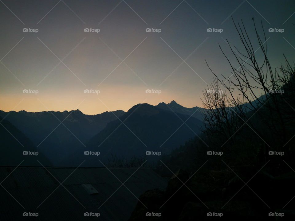 sunset in Himalayas