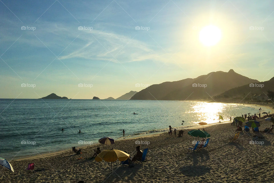 Beautiful view of Pontal Beach in Rio de Janeiro, Brazil. 