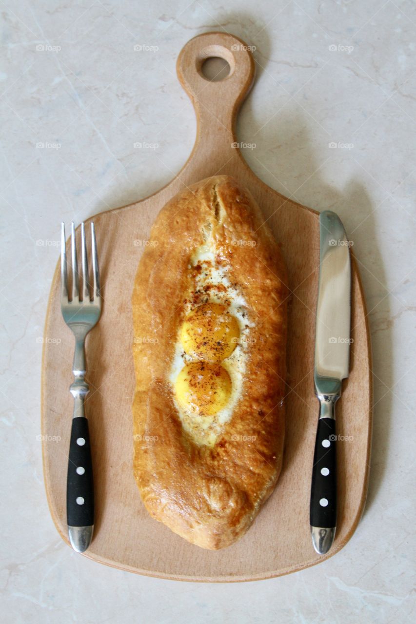Baked bread on plate