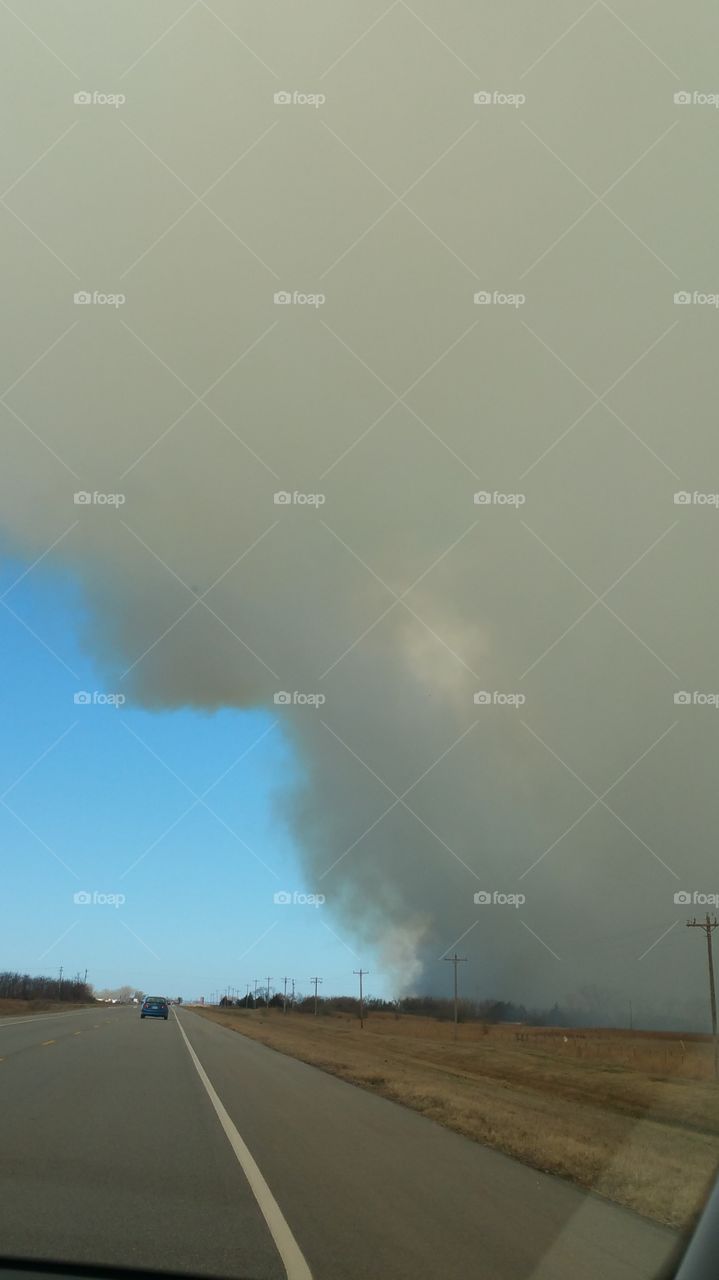 Cloud of Smoke. Burning field