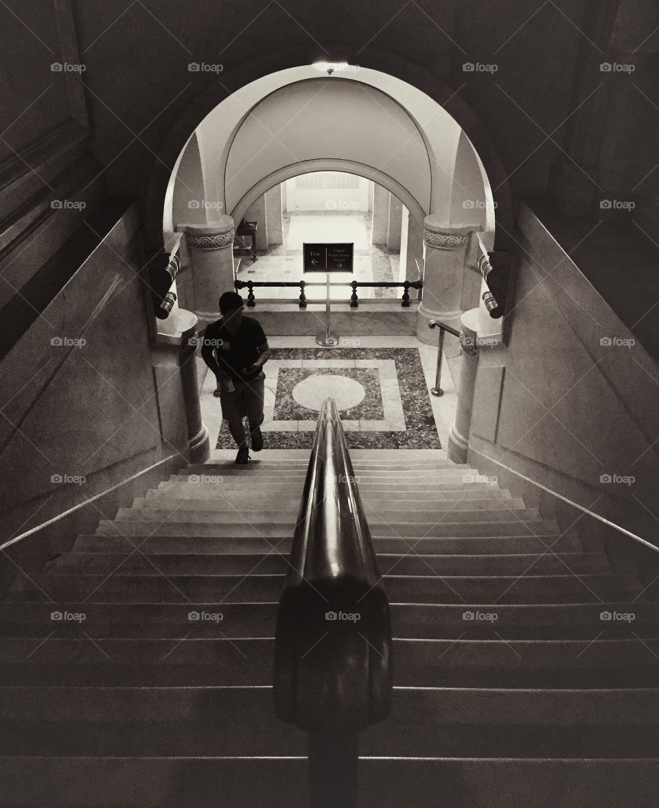 Going up stairs silhouette 