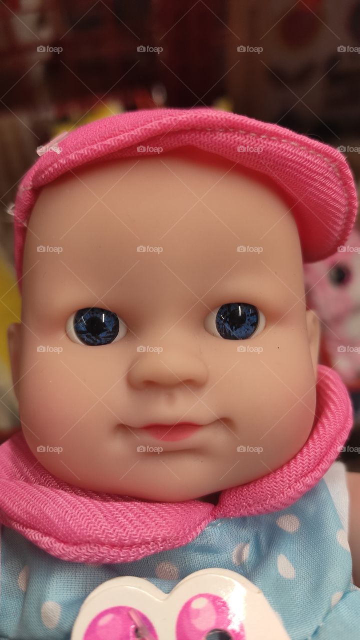 Close-up doll with blurred focus in the background