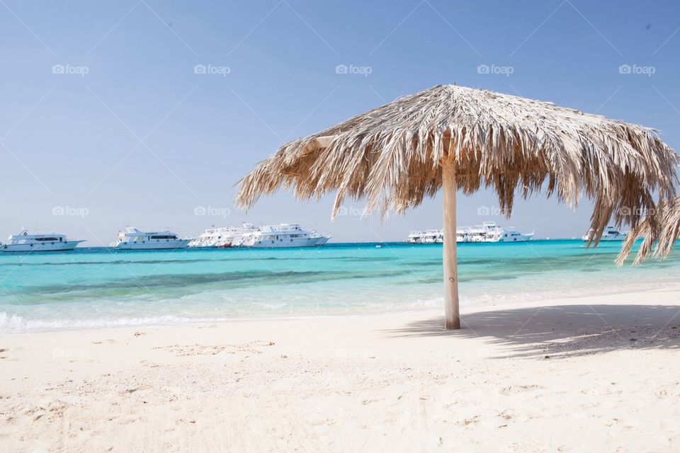 Palapa umbrella on beach