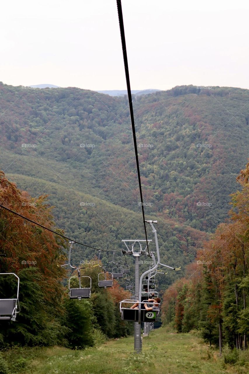 Funicular ride at the mountains 