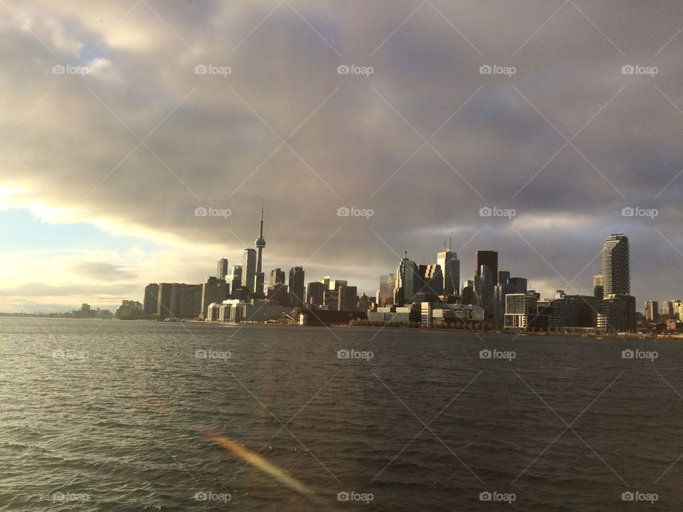 Toronto, skyline, dusk