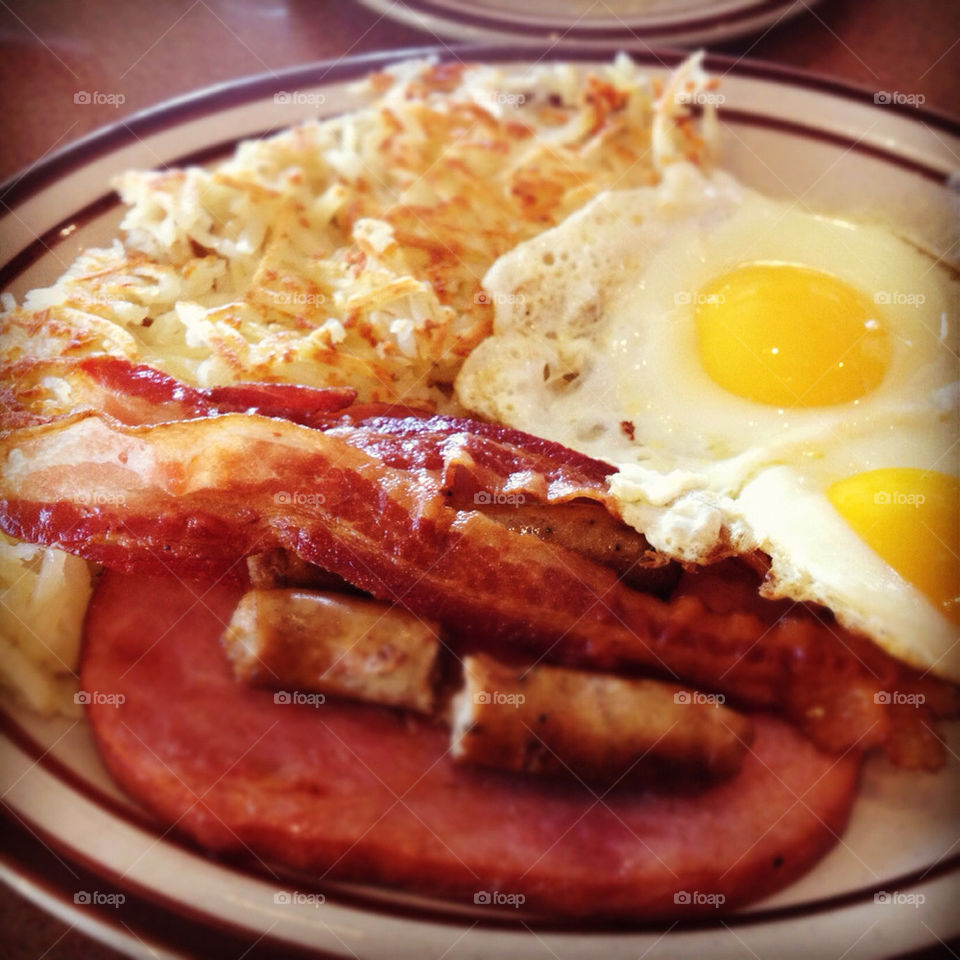 bacon breakfast eggs american by pobrezuko