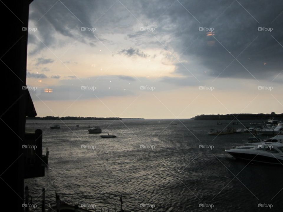 rough water on the lake while storm's coming in