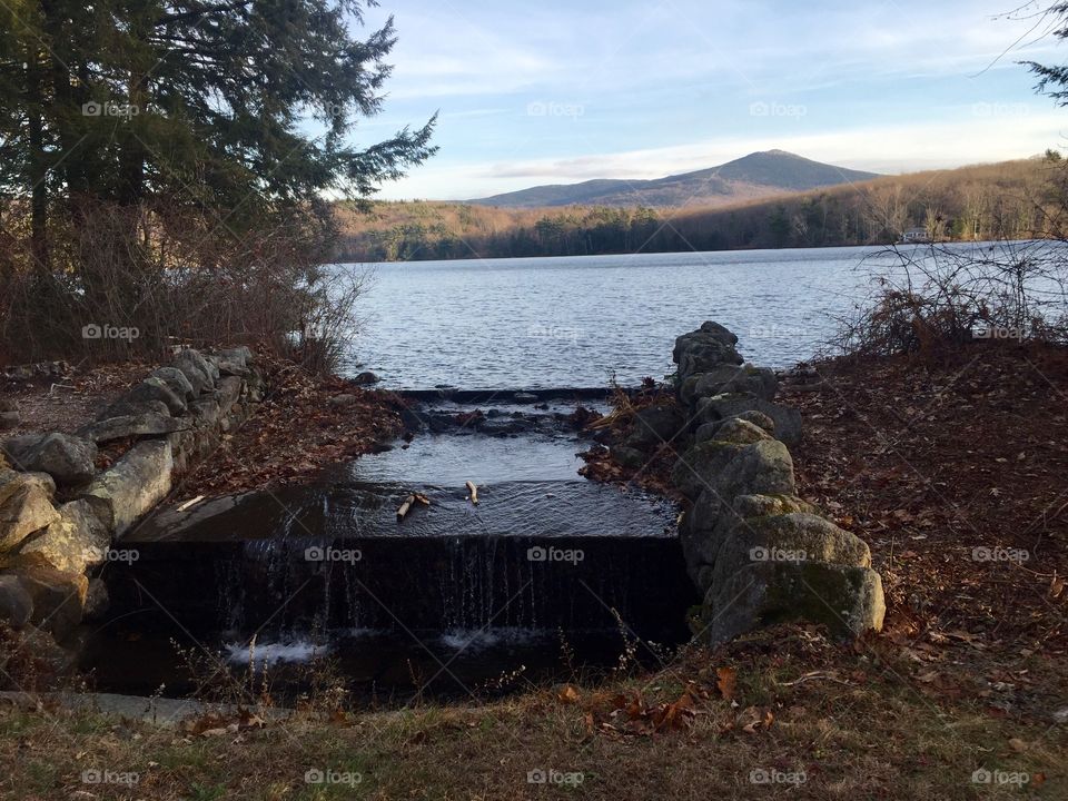 Stream, lake, and mountain