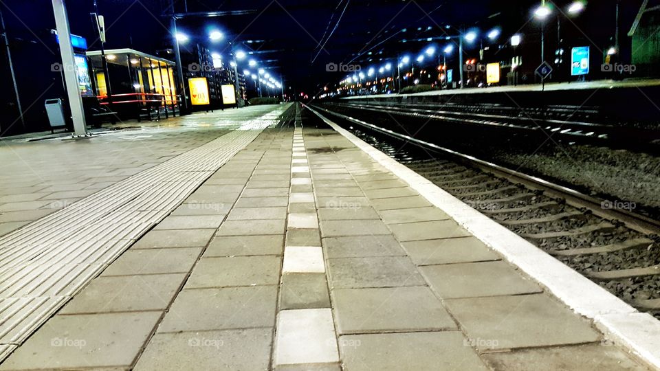 train plaform at night