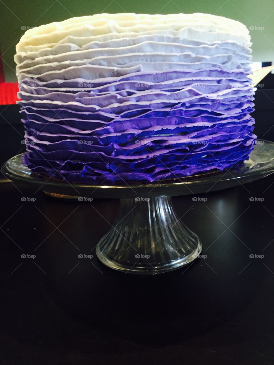 Purple ruffle buttercream cake. Cake decorating
