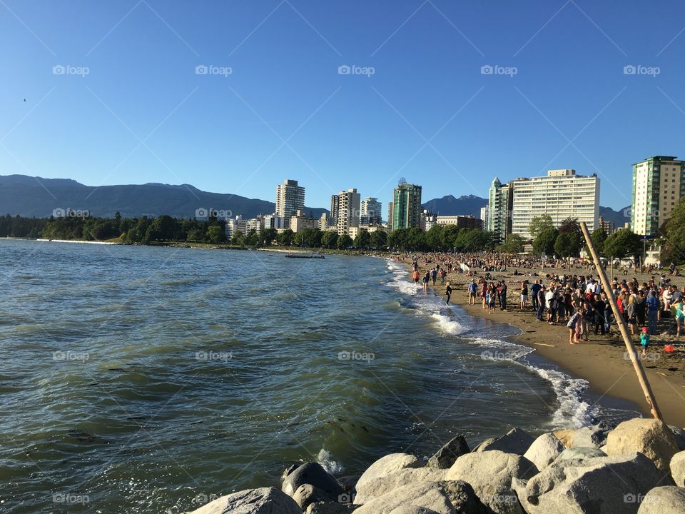 Crowds on a beachs