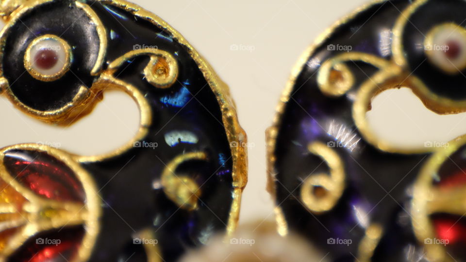 Enamel peacock, part of a jewellery from India.