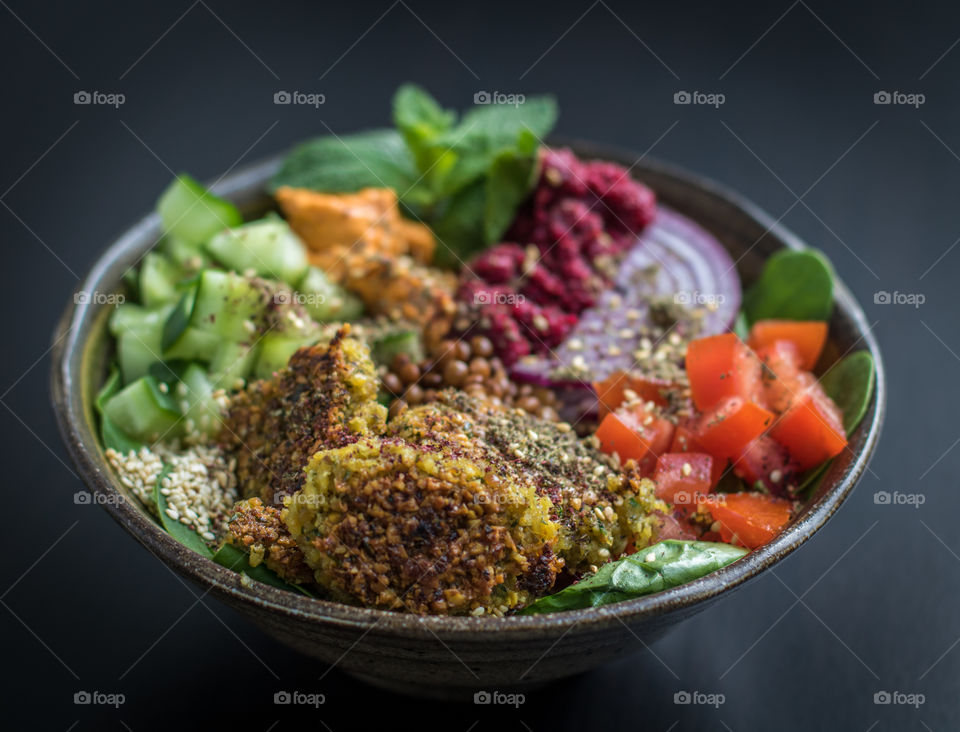 Homemade falafel bowl 