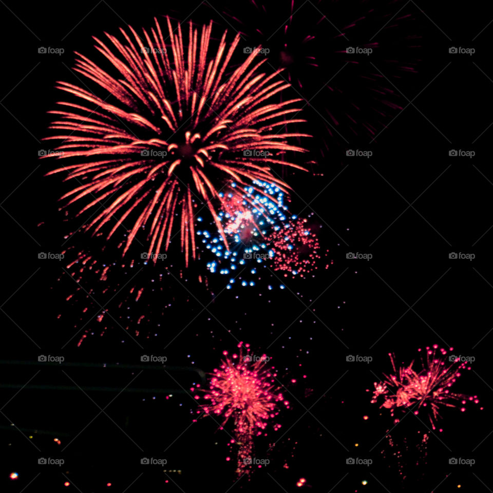 Here, over the Gulf of Mexico, a barrage of missiles designed to explode in a controlled way explode with brilliant red, orange, yellow, green, blue and purple colors! Thousands of people across the United States will be celebrating Independence Day on July 4th by attending firework displays!