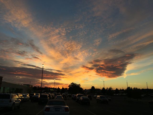 Sunset over parking lot. Sunset over parking lot