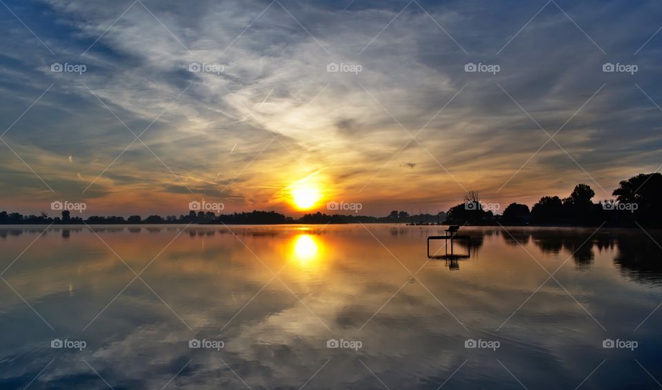Beautiful sunrise on the lake