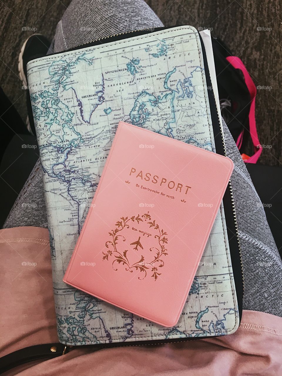 Travel passport cover in airport
