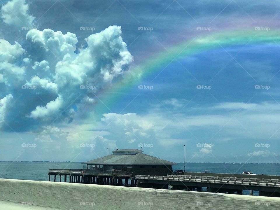 Rainbow over the bridge.