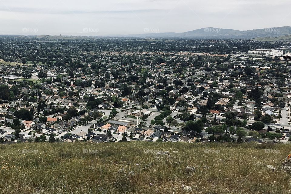 Residential area view from hillside 