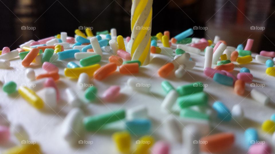 Sprinkles on birthday cake