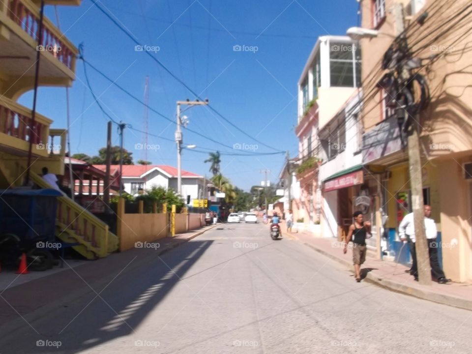 Photo from moving car traveling in Roatan, Honduras